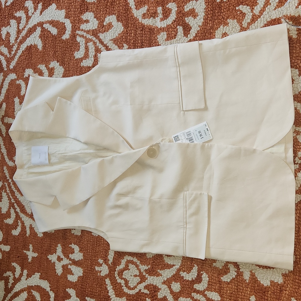 NWT MANGO Women's Pockets Detail Long Waistcoat/vest size large